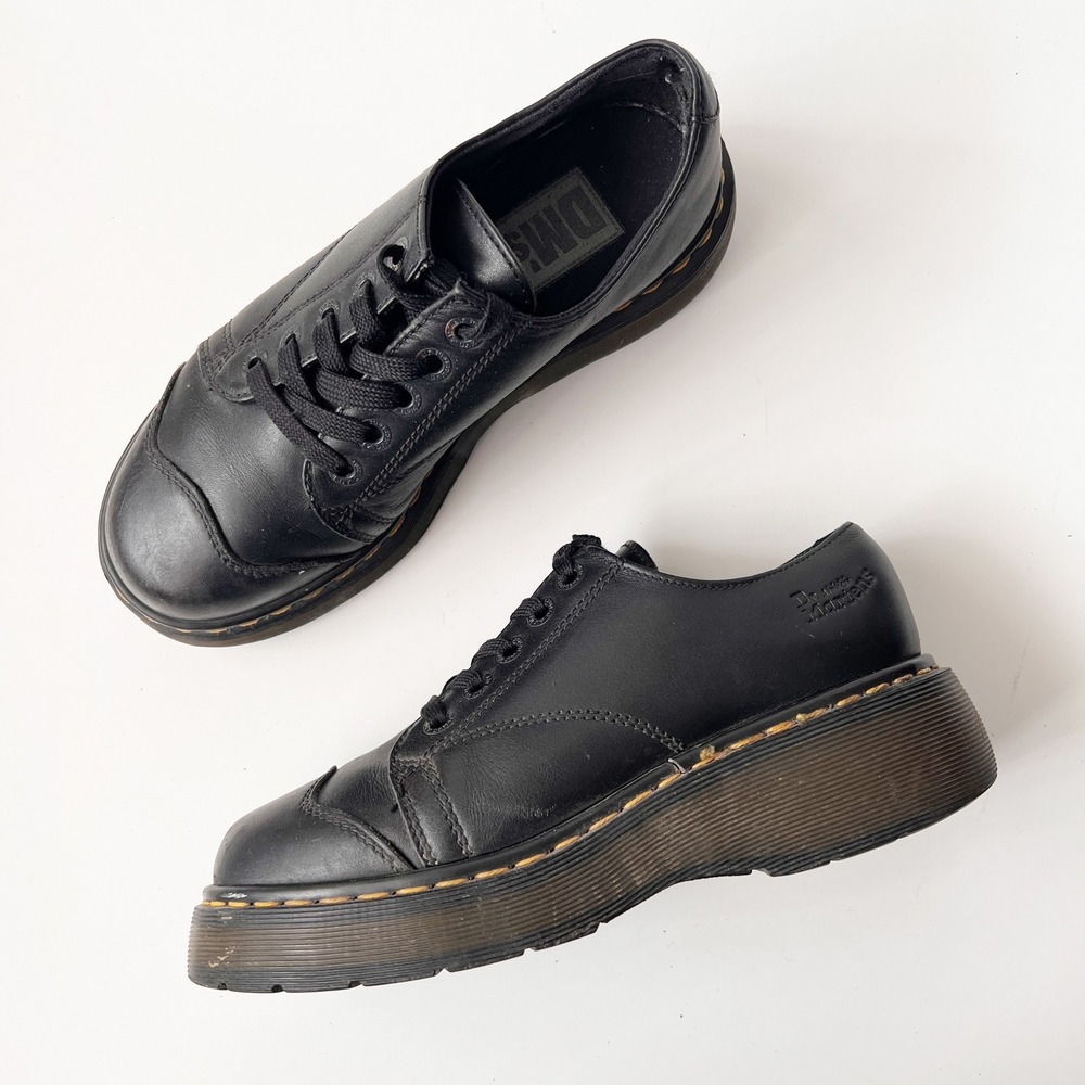 Vintage Dr. Martens Platform Oxfords Brown Leather Chunky Mary Jane Boots Size 9